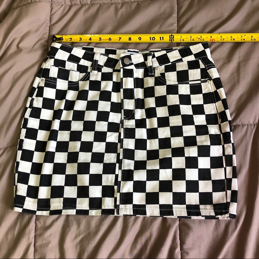 Demin Checkered Skirt